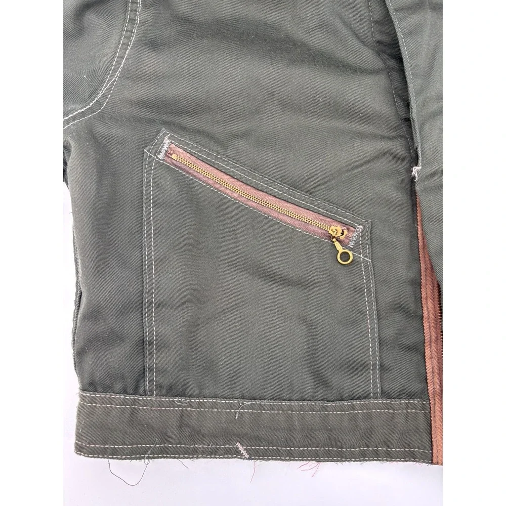 Big Ben By Wrangler Quilted Lined Canvas Full Zip Work Jacket Mens Olive Green L